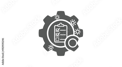 Gear Icon with Checklist and Settings Symbol.