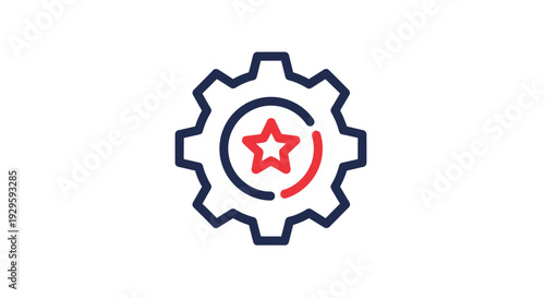 Gear Icon with Red Star Symbol.