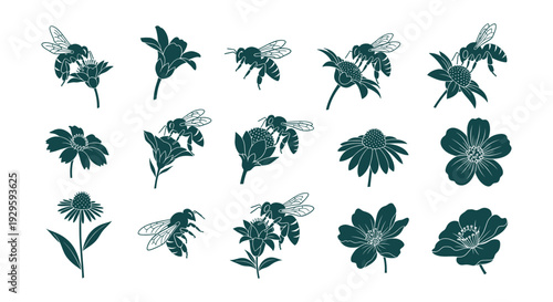 Elegant Blue Wildflower Meadow Border Design Spring Summer Botanical Vector Illustration