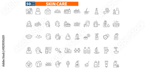 skincare outline icon set