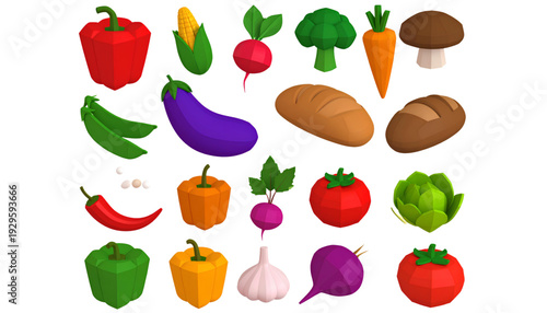 A vibrant assortment of fresh fruits and vegetables in a colorful arrangement isolated on transparent background