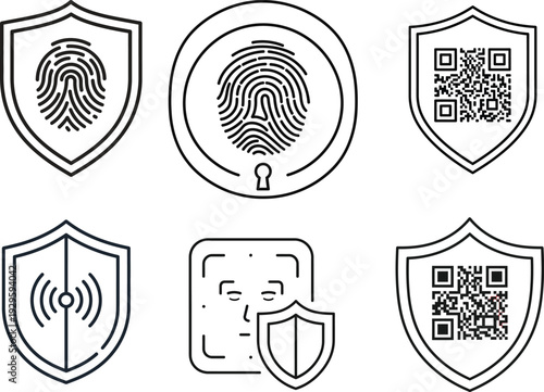 Security and Identity Verification Icons – Secure Access & Authentication Vector Set