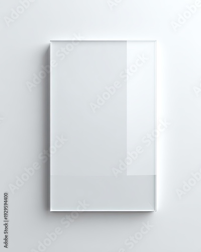 A simple, clean white frame with subtle reflections on a white background