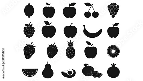 A diverse collection of fruits depicted in various stages of consumption and presentation isolated on transparent background