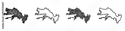 Sketch Mugla outline map design set