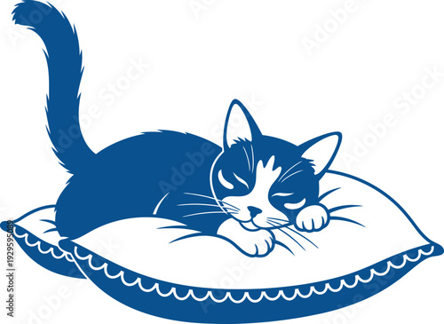 A serene cat resting on a decorative pillow