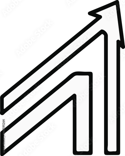 Two thick black arrows ascend upward from the left in a graphic representation