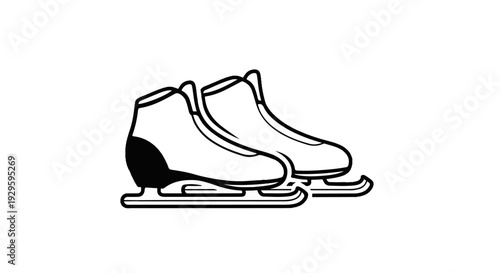 A black and white illustration of a pair of figure skates