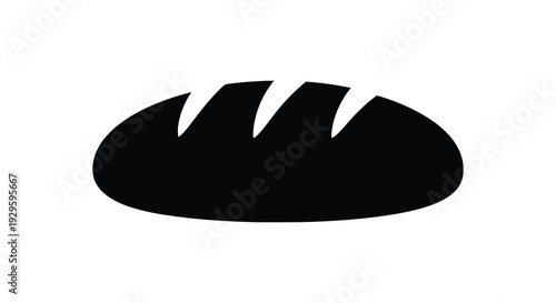 A striking black silhouette depicts a loaf of bread showcasing its distinct shape and texture silhouette high quality professional