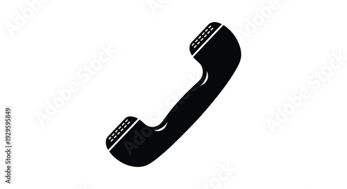 A stark black graphic depicts a classic telephone handset showcasing a minimalist design silhouette high quality professional detailed modern