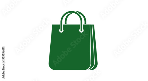 Green Handbag with Handles and Stitching.