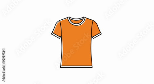 A simple, orange short-sleeved t-shirt with a white crew neck and trim