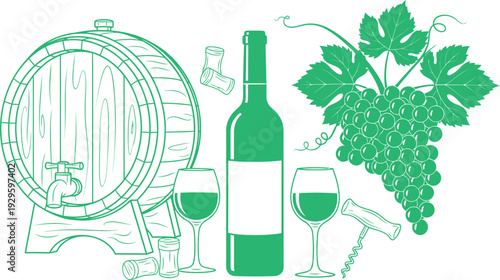 Wine and dine illustration