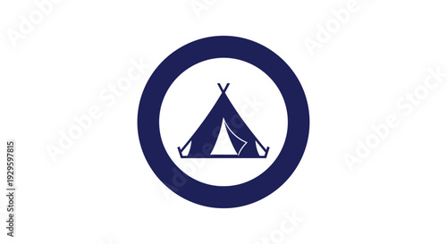 Navy Blue Tent Logo Design Element.