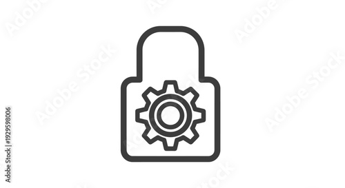 Padlock with Gear Icon Security Symbol.