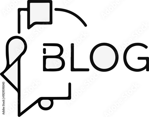 Abstract graphic symbol representing the concept of a blog with speech bubbles