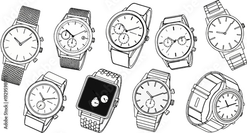 A collection of diverse timepieces, showcasing a variety of styles and designs
