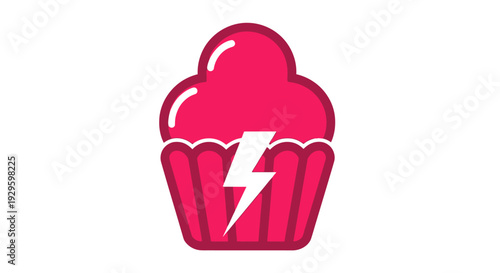 Pink Cupcake with White Lightning Bolt Icon.
