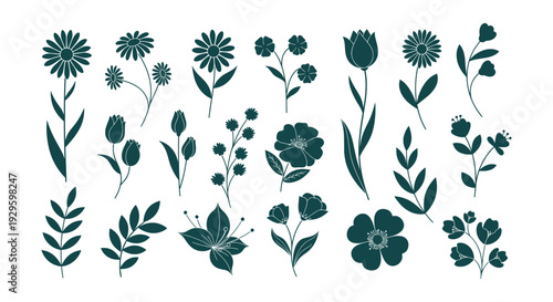 Merry Christmas Holiday Festive Vector Elements Collection Pine Tree Wreaths Frames Stars Bows