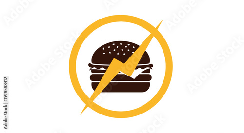 Prohibited Burger Sign Icon Illustration.