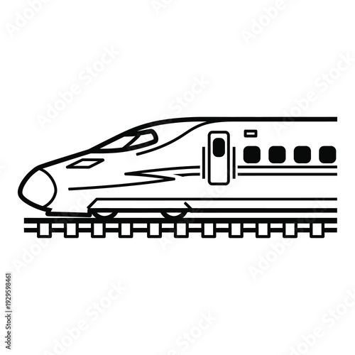 High speed train on railway tracks  modern transportation concept icon