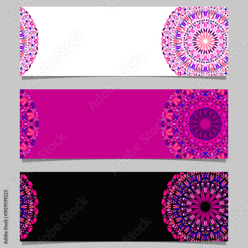 Abstract horizontal geometrical flower mandala banner background set