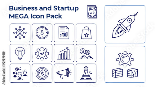 Business and startup icons for modern companies and entrepreneurs