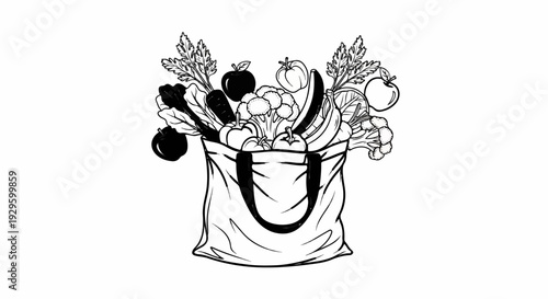 A reusable shopping bag overflowing with a bounty of fresh produce