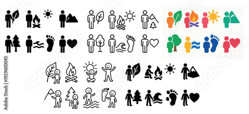 Outdoor activity and nature people symbols.