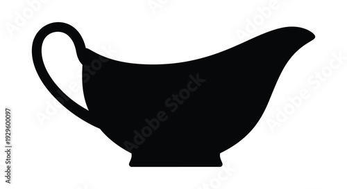 A stark black silhouette of a gravy boat showcasing its elegant form and classic design silhouette high quality professional