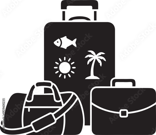 Hunters preparing for hunting season vector illustration set, people loading car, dog jumping into truck, hunting equipment