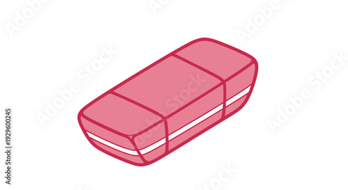 Pink Eraser Illustration with White Stripes.