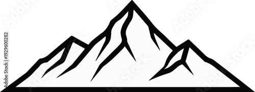 Stylized black and white mountain range with sharp peaks and valleys