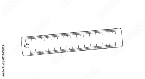 Simple Black and White Ruler Illustration.