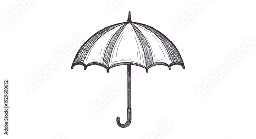 Black and White Illustration of Umbrella.