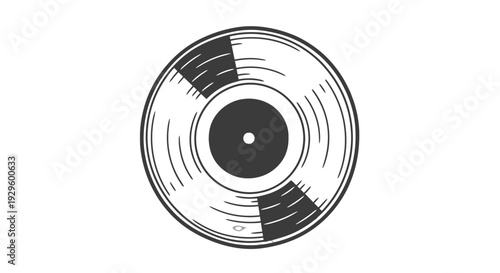 Vinyl Record Illustration with Black Center.