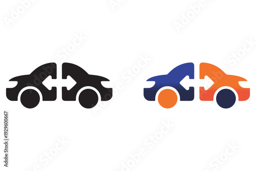 Modern car sharing and carpooling icon for ride sharing services