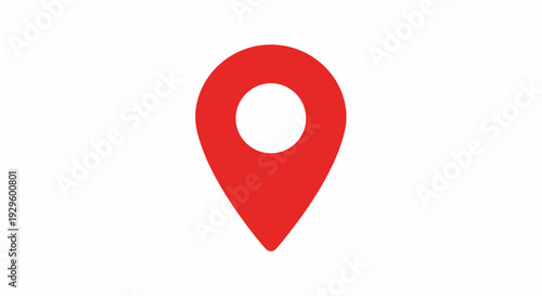 Red Location Pin Icon on White Background.