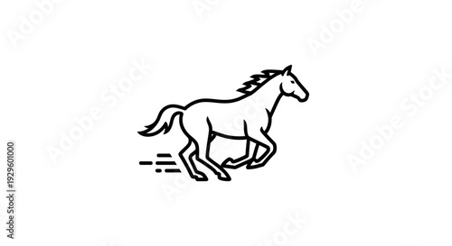 Running Horse Line Art Illustration.