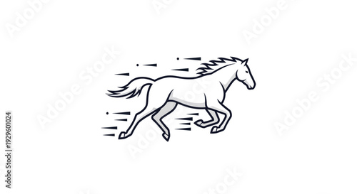 Running Horse Line Art Illustration.
