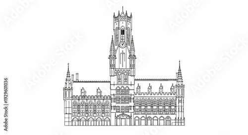 Ornate gothic building with a prominent clock tower and arched windows