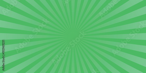 Vibrant green radial sunburst pattern with alternating light and dark stripes creating a cheerful and energetic abstract background for creative use