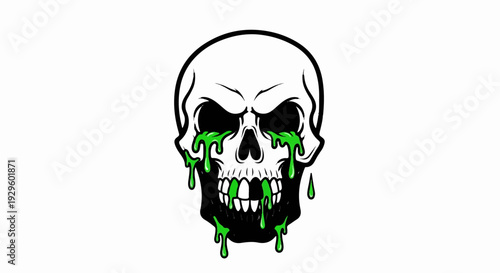 Ominous skull with glowing green tears and dripping slime