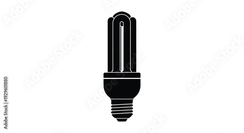 A stark black silhouette depicts a compact fluorescent lamp showcasing energy efficiency and modern lighting design silhouette high quality