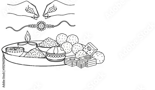 Hands prepare a decorative platter with sweets, a lamp, and a bracelet