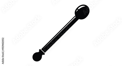 A striking black silhouette depicts a simple elongated spoon design against a plain white background silhouette high quality professional