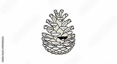 Detailed ink drawing of a pine cone on a plain white background