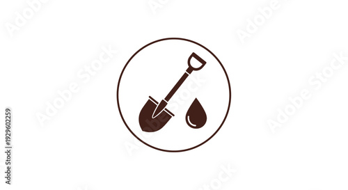 Shovel and Drop of Oil Iconography.
