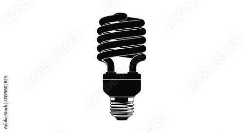 A stark black silhouette of a compact fluorescent lamp showcases energy efficiency and modern lighting design silhouette high quality