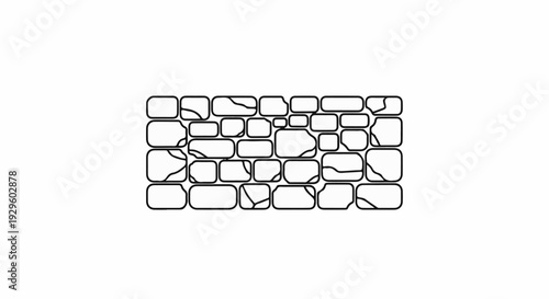 A cartoonish illustration of a stone wall with rounded bricks and cracks